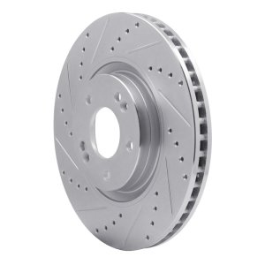 Hyundai TUCSON Brake Rotor (1) - Front Left - R1 Concepts - Drilled & Slotted - Silver - `11-`25